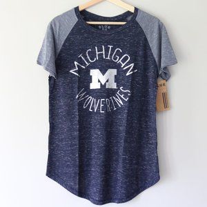 NCAA Michigan Wolverines Raglan Tee Shirt - Navy